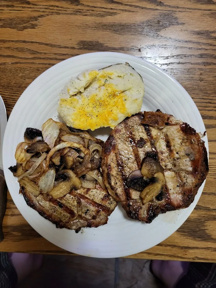 Charbroiled Pork Chops Twice Baked Potato